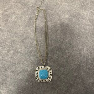 Silver and Blue Pendant Necklace